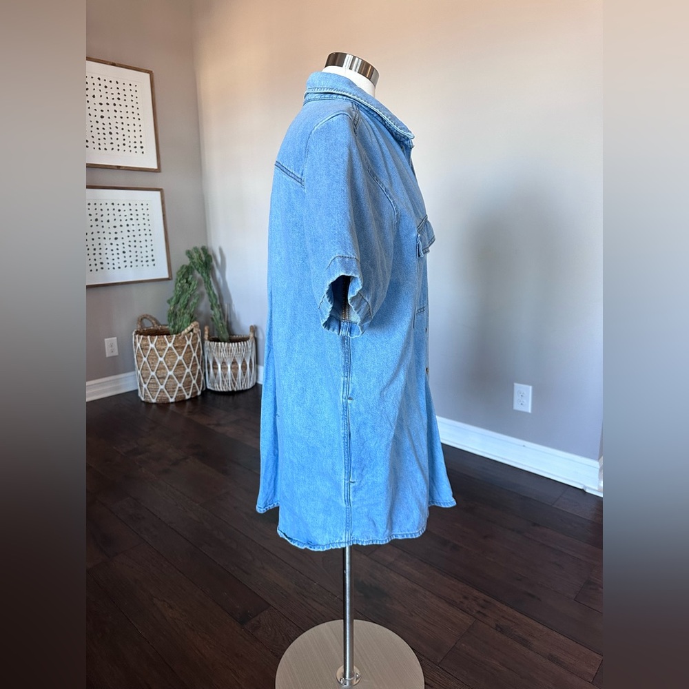 Universal Thread Short Sleeve Denim Jean Shirtdress Light Wash XL Worn 1x - Picture 4 of 11